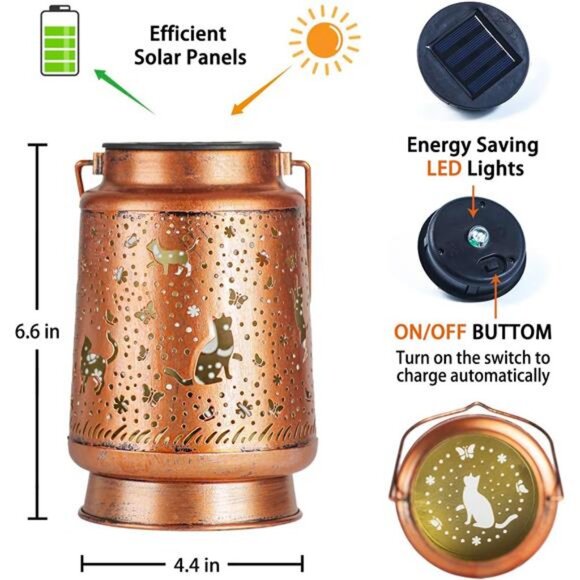 Cat Solar Lanterns Waterproof Hanging Solar Lights Cat Gifts for Women Men - Picture 5 of 7